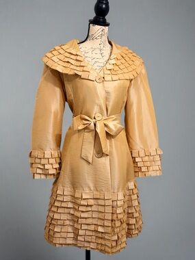 Vtg NWT Jerry T Ornate Shimmering Gold Dress Coat / Dress Sz XL Avante Garde